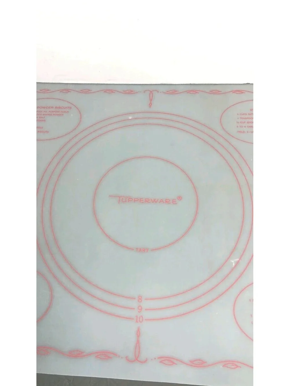 Vtg 1965 Tupperware Pastry Mat Rolling Pie Crust Pizza Dough Tart Baking 18x22